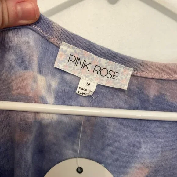 NEW NWT PINK ROSE Periwinkle Blue Mauve Pink Tie Dye Sleeveless Midi Tank Dress - Picture 5 of 16